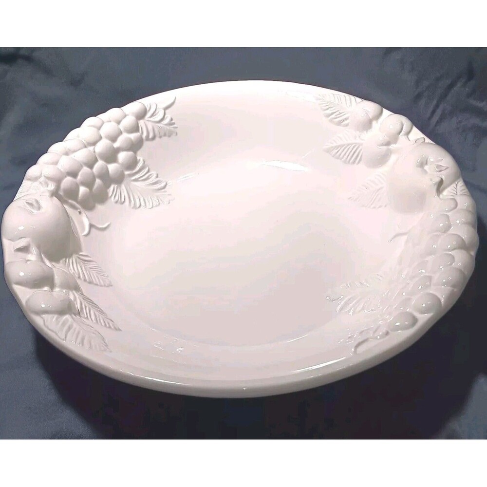 Signature Housewares Grape Apple Cherry Fruit Bowl White 14 1/4"